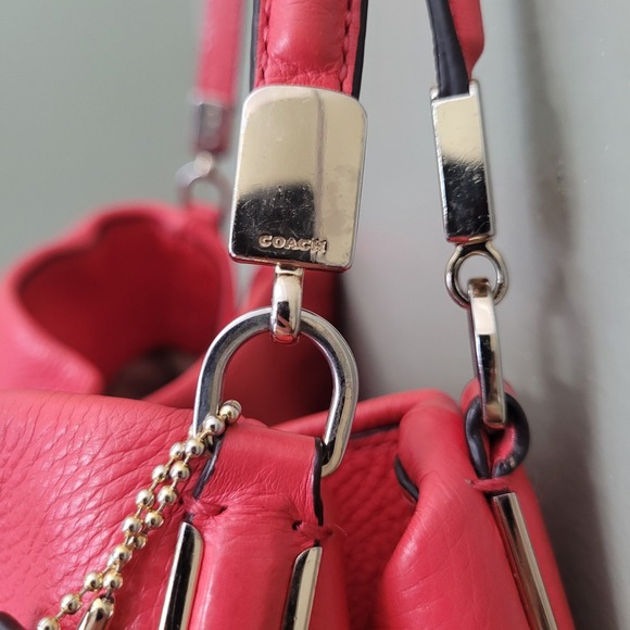 Coach 26224 Madison Phoebe Pebbled Leather Shoulder Bag Red Gold Hardware - Picture 7 of 15